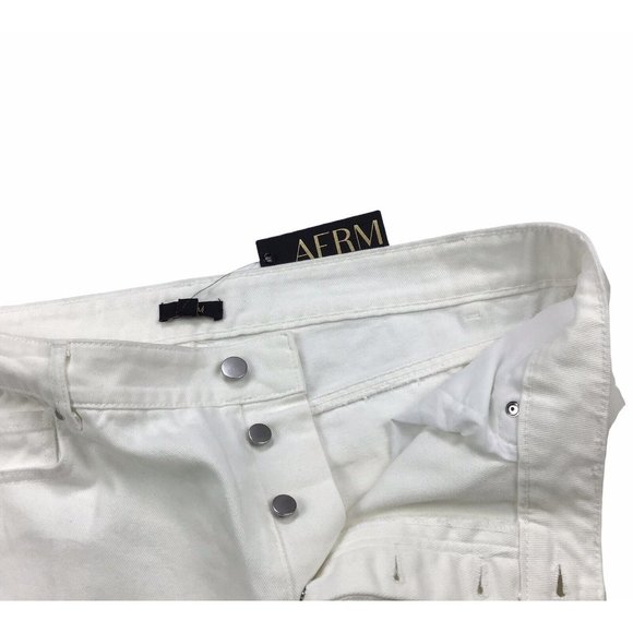 AFRM Luisa White Denim Distressed High Rise Button Fly Ankle Jeans Size 31 - Picture 4 of 5